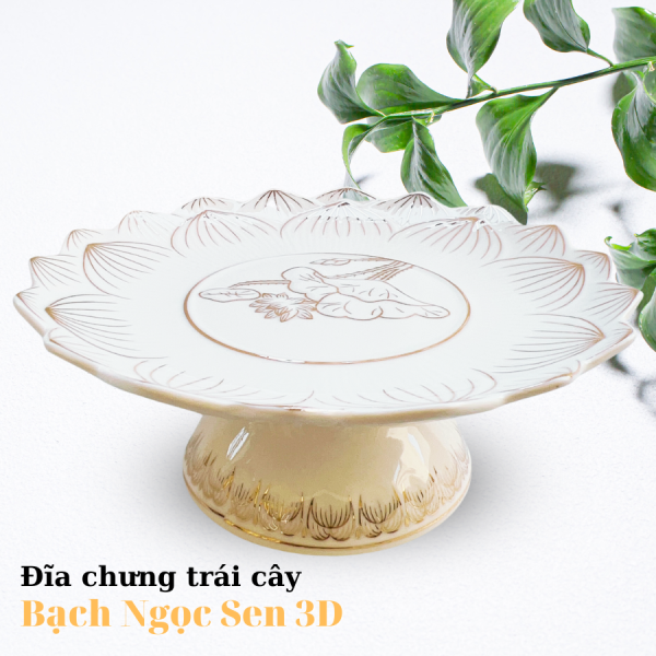 Đĩa trái cây họa tiết Bạch Ngọc